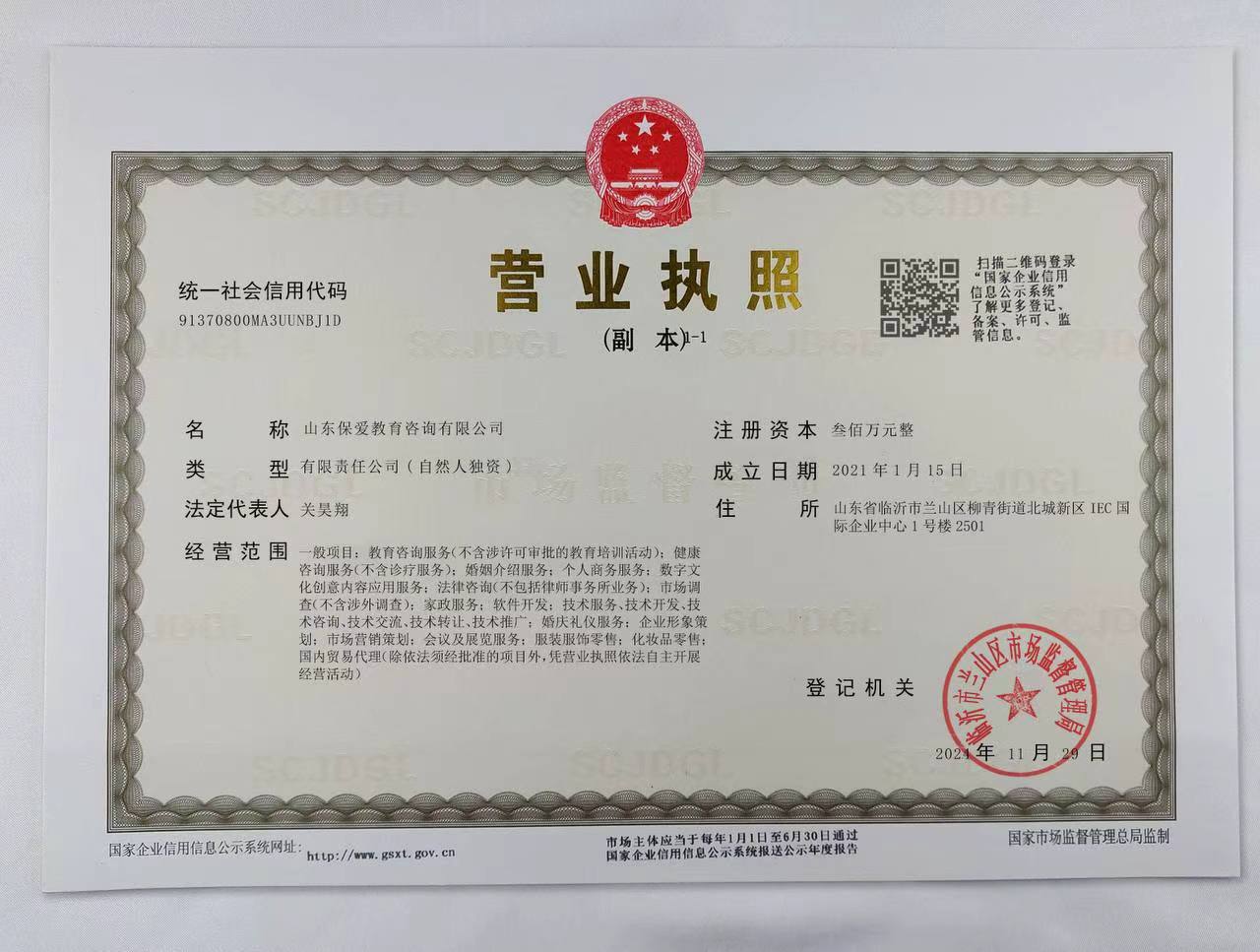 公司真实营业执照